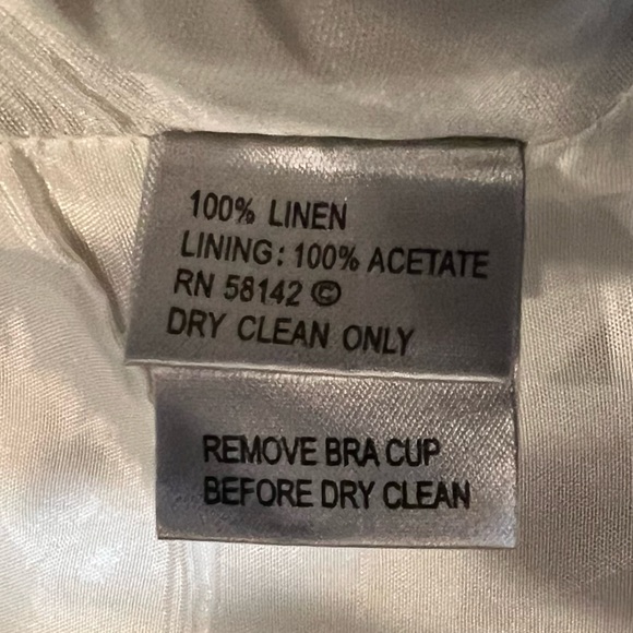 Muse 100% Linen V-Neck Spaghetti Strap Open Back Dress, Floral Design, Size 14 - Picture 7 of 7